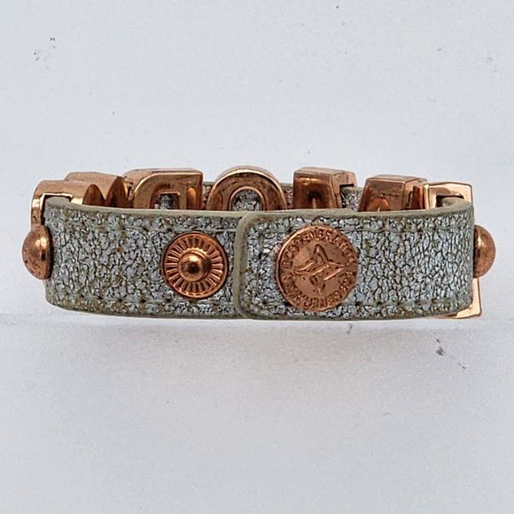 BCBGeneration Amor Love Heart Metallic Leather Cuff Bracelet - Picture 3 of 7